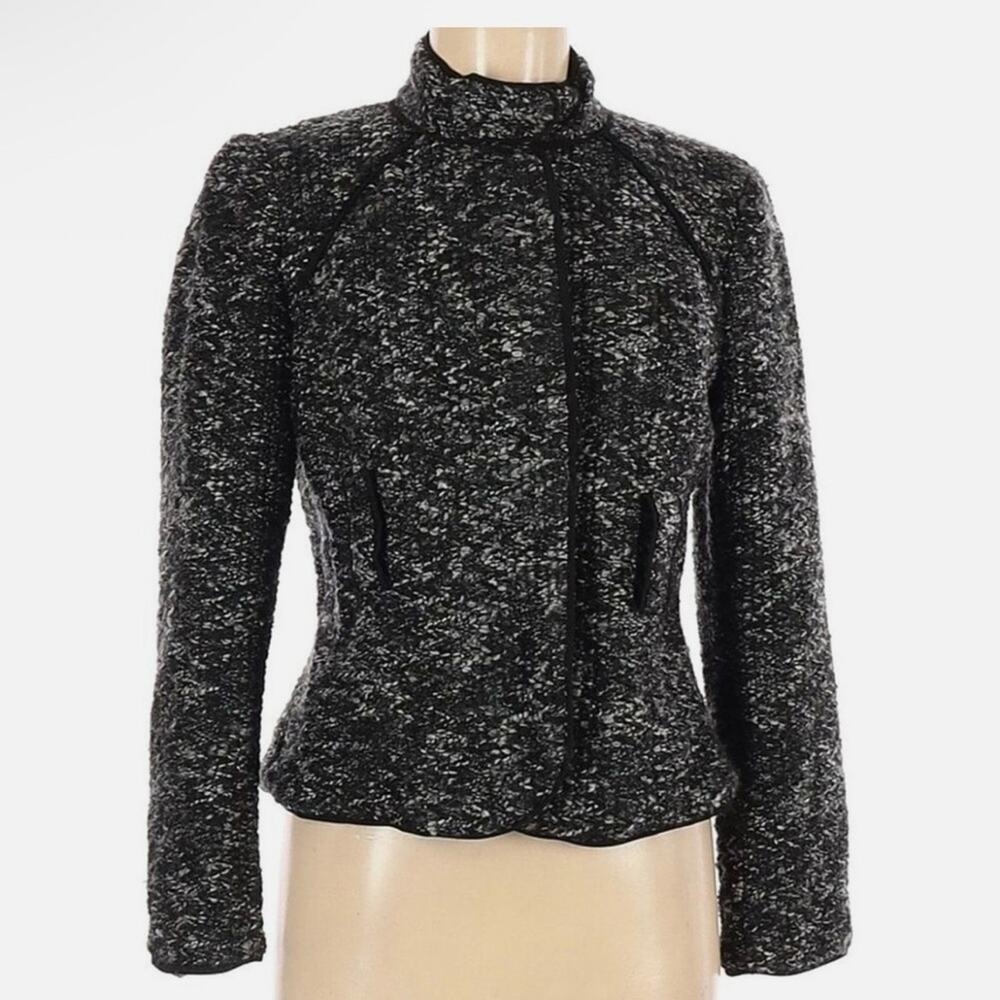 Sandro Sportwear Tweed Boucle Nubby Knit Sweater Jacket Size XL